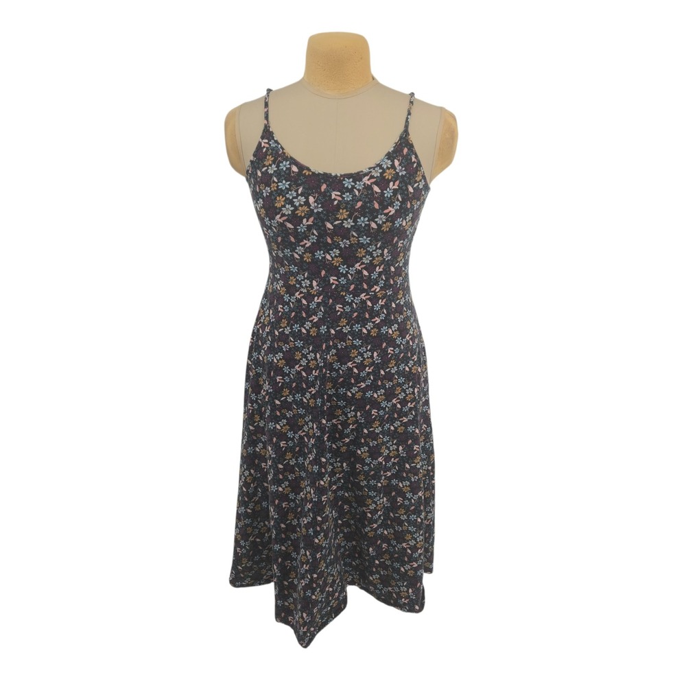 Who‎ What Wear Floral Midi Dress Womens Size M Dark Floral Casual Cottagecore